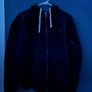 Black and Red Polo Fleece Full-Zip Hoodie